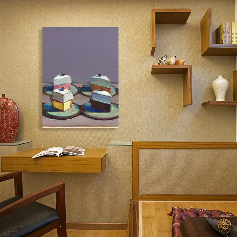 Peinture de gâteaux aux fruits de style traditionnel sur toile texturée violette pour salle à manger Clearhalo