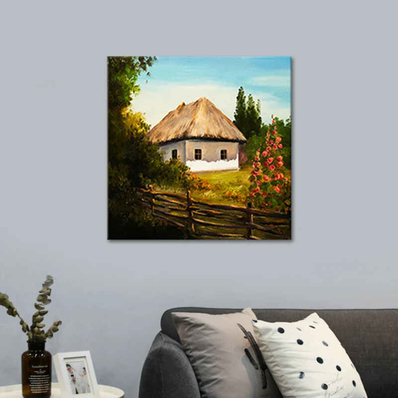 Peinture à l'huile de paysage Rural, impression sur toile, couleur Pastel, Art mural pour salon Clearhalo
