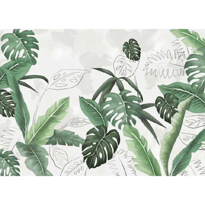 Peinture murale de diverses feuilles pour décoration murale d'illustration de salle à manger, imprimée sur mesure Clearhalo