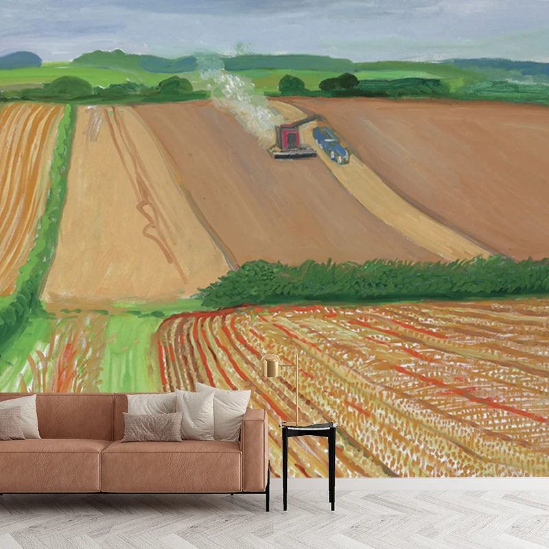 Peinture murale imperméable de champ de ferme, décoration murale artistique personnalisée pour salon Clearhalo