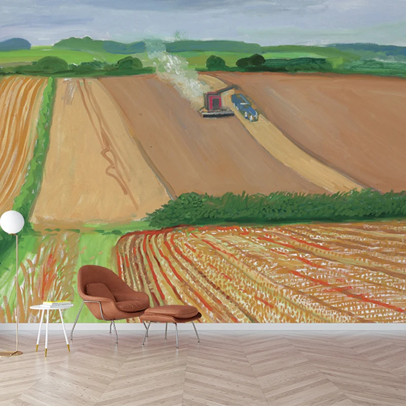 Peinture murale imperméable de champ de ferme, décoration murale artistique personnalisée pour salon Clearhalo