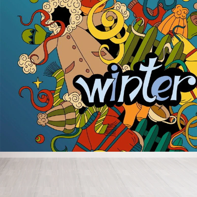 Peinture murale à motif de graffitis contemporain, couleur douce, résistante aux taches, Art mural pour salle à manger Cle...