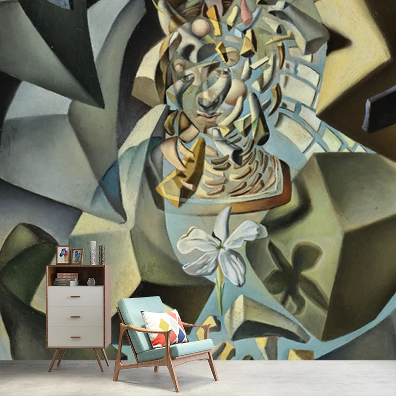 Peinture murale surréaliste de Madone microphysique pour salon, taille personnalisée, Art mural en bleu marine Clearhalo