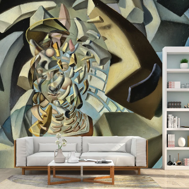 Peinture murale surréaliste de Madone microphysique pour salon, taille personnalisée, Art mural en bleu marine Clearhalo