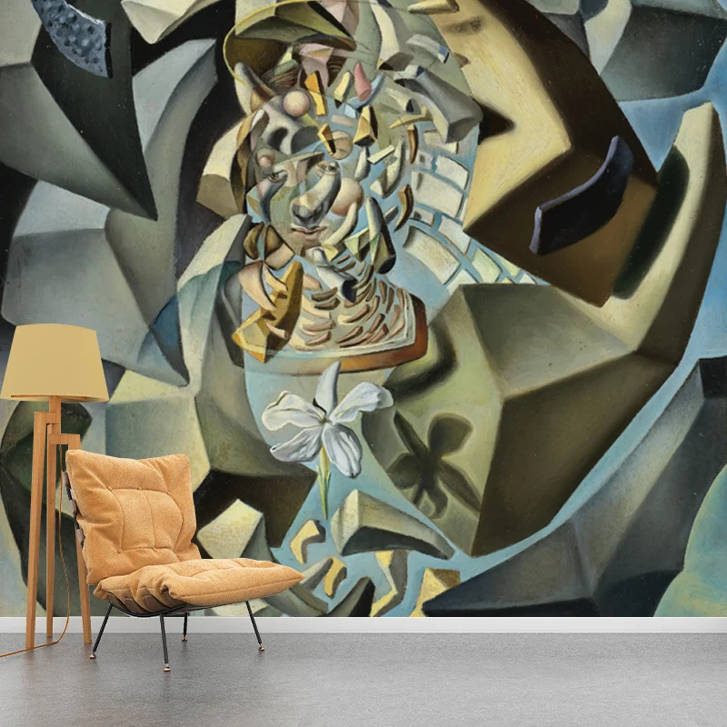 Peinture murale surréaliste de Madone microphysique pour salon, taille personnalisée, Art mural en bleu marine Clearhalo