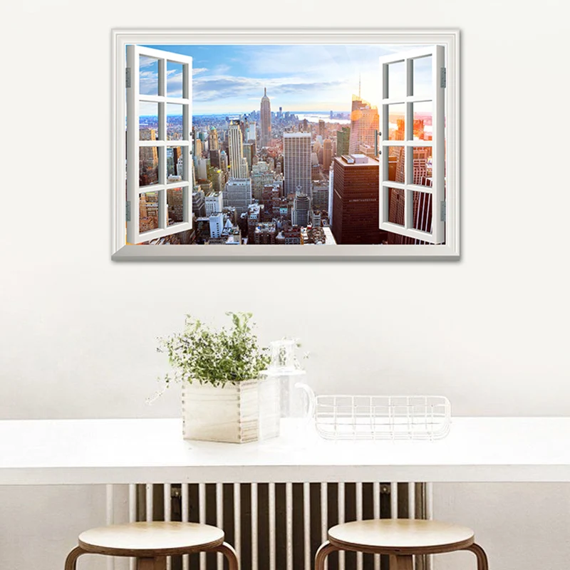 Peinture sur toile de style contemporain avec décor mural texturé de paysage urbain, plusieurs tailles Clearhalo