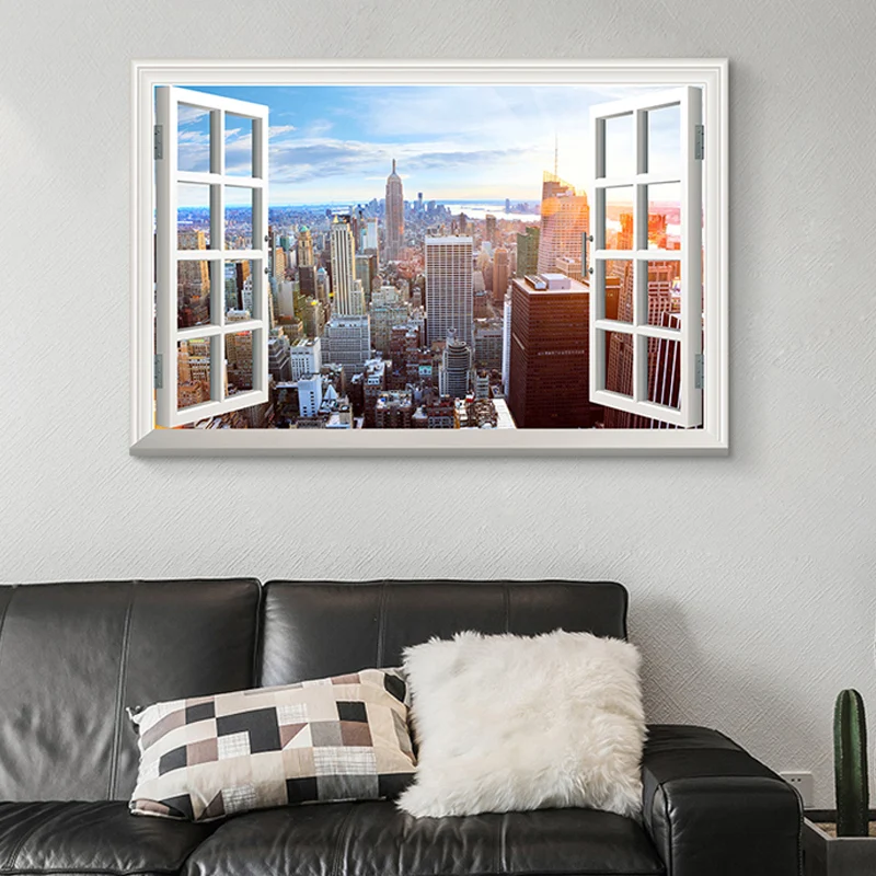 Peinture sur toile de style contemporain avec décor mural texturé de paysage urbain, plusieurs tailles Clearhalo
