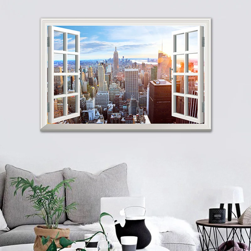 Peinture sur toile de style contemporain avec décor mural texturé de paysage urbain, plusieurs tailles Clearhalo