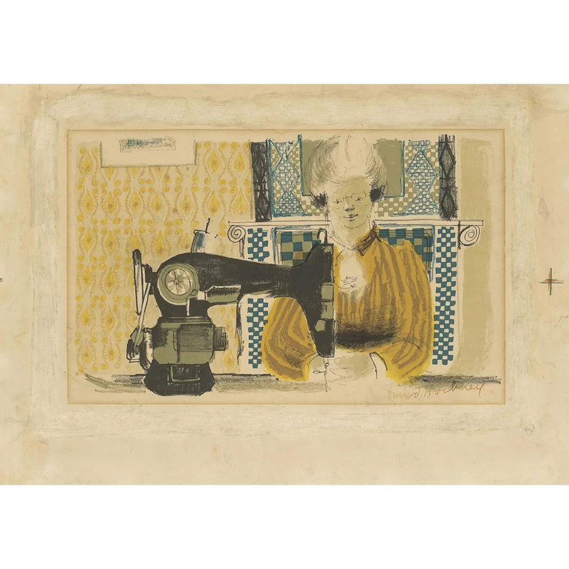 Peintures murales Art déco couleur Pastel, femme pleine grandeur avec Machine à coudre, dessin, revêtement mural pour la m...