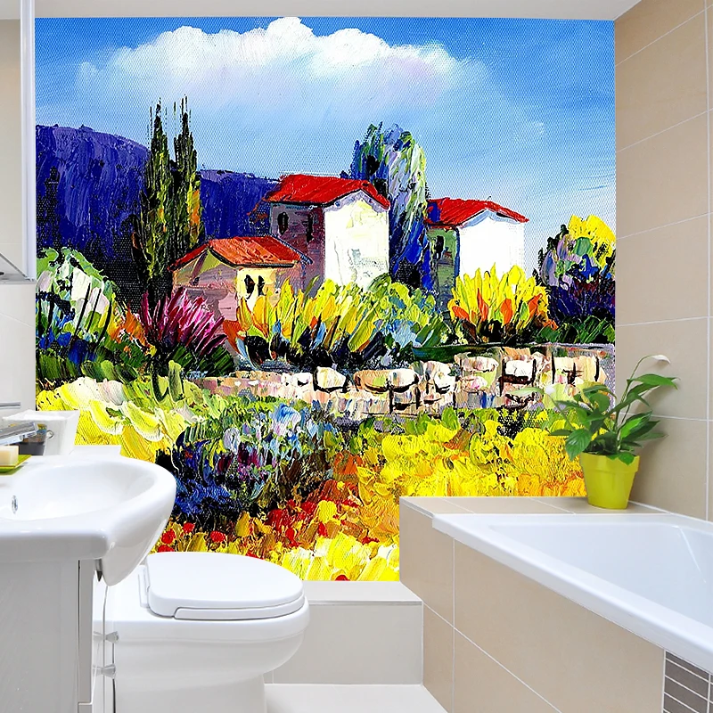 Peintures murales d'art de maison de campagne, revêtement mural classique à texture lisse, multicolore Clearhalo
