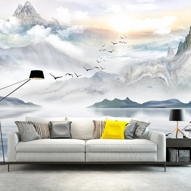 Peintures murales de paysage de rivière de sérénité pour revêtement mural de paysage de salon, faites sur mesure Clearhalo