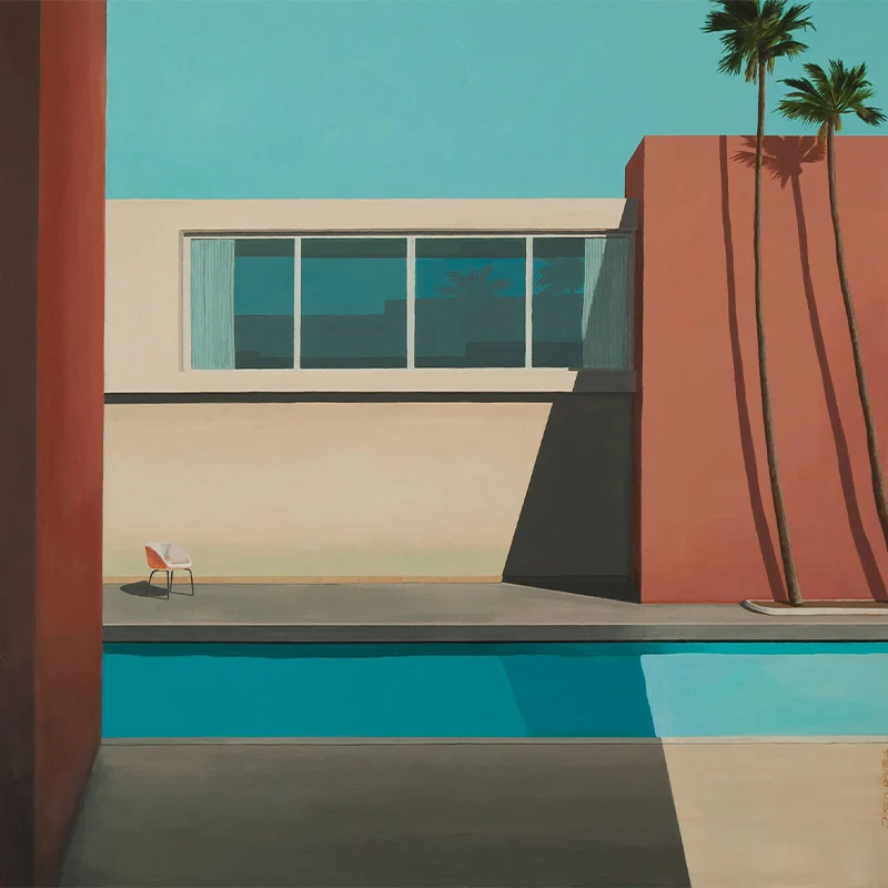 Peintures murales de piscine bleu-marron, revêtement mural résistant à l'humidité pour le salon Clearhalo