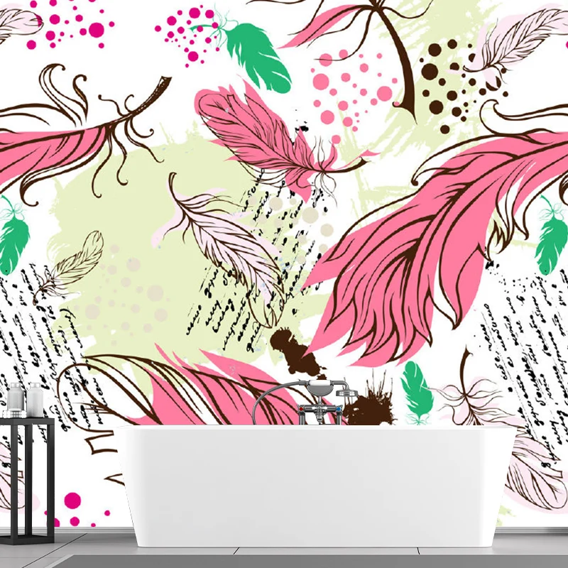 Peintures murales en plumes extra larges, décoration murale de salon moderniste résistante aux taches Clearhalo