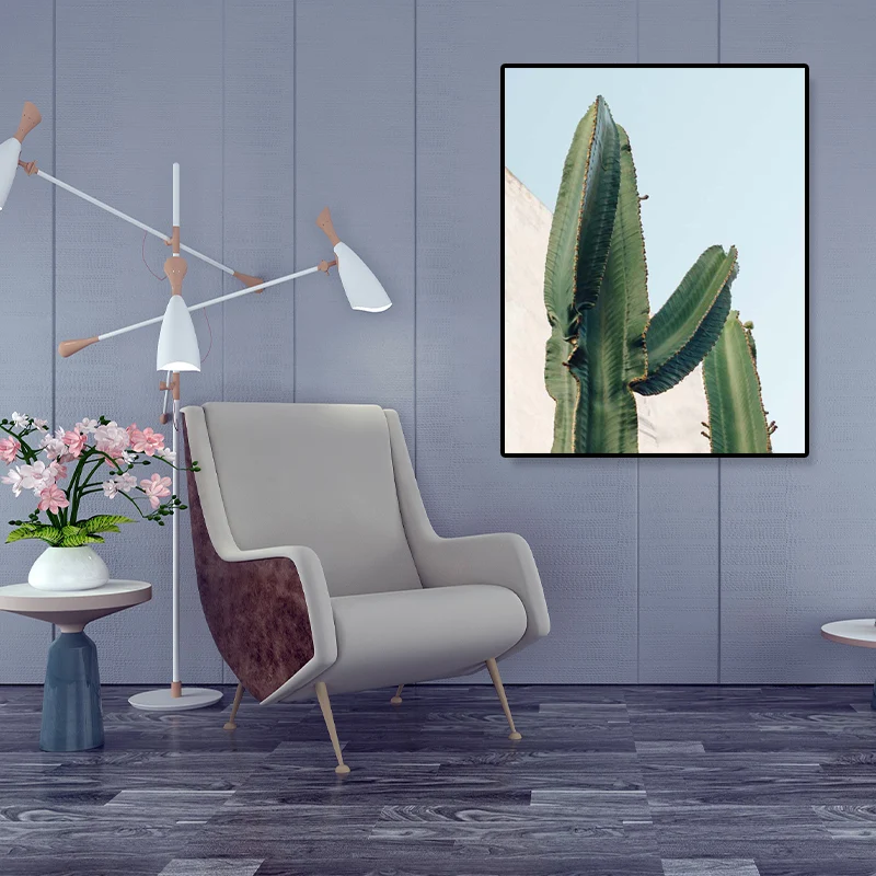 Photographie impression motif cactus décoration murale salle à manger toile botanique en vert Clearhalo