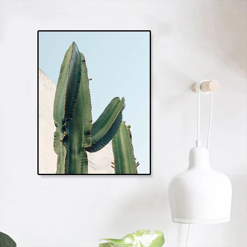 Photographie impression motif cactus décoration murale salle à manger toile botanique en vert Clearhalo