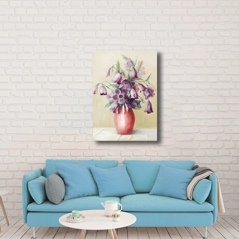 Pot de fleurs en toile de couleur douce, décoration murale texturée de Style Renaissance pour salle à manger Clearhalo