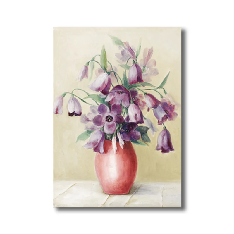 Pot de fleurs en toile de couleur douce, décoration murale texturée de Style Renaissance pour salle à manger Clearhalo
