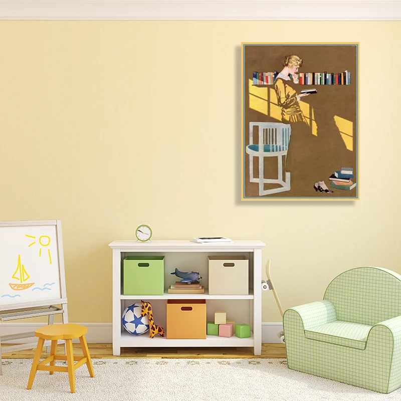 Reading Woman Wall Art Brown Canvas Print Wall Decor, Texturé, Options de tailles multiples Clearhalo