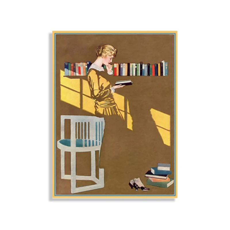 Reading Woman Wall Art Brown Canvas Print Wall Decor, Texturé, Options de tailles multiples Clearhalo