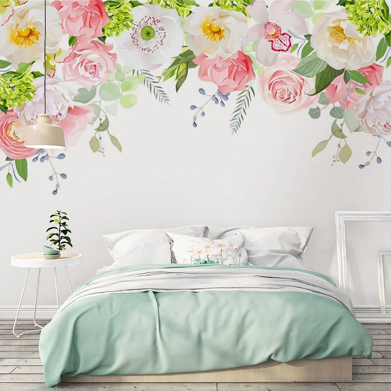 Revêtement mural extra large au design floral de style illustration pour le salon, sur mesure Clearhalo