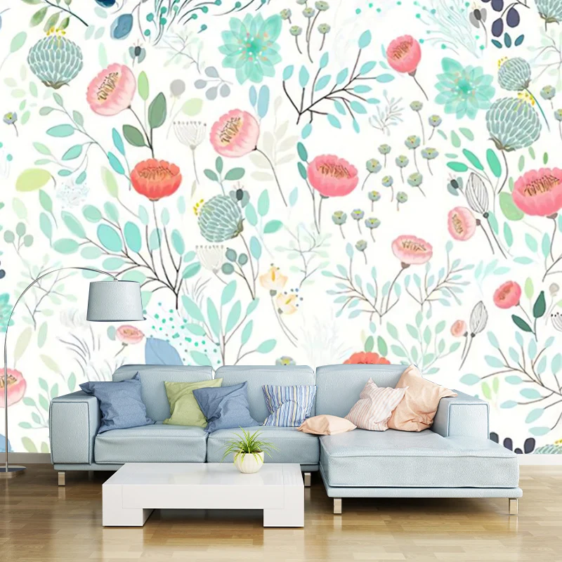 Revêtement mural à imprimé Floral, décoration murale élégante rose et verte pour chambre à coucher, taille en option Clear...