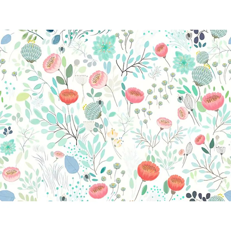 Revêtement mural à imprimé Floral, décoration murale élégante rose et verte pour chambre à coucher, taille en option Clear...