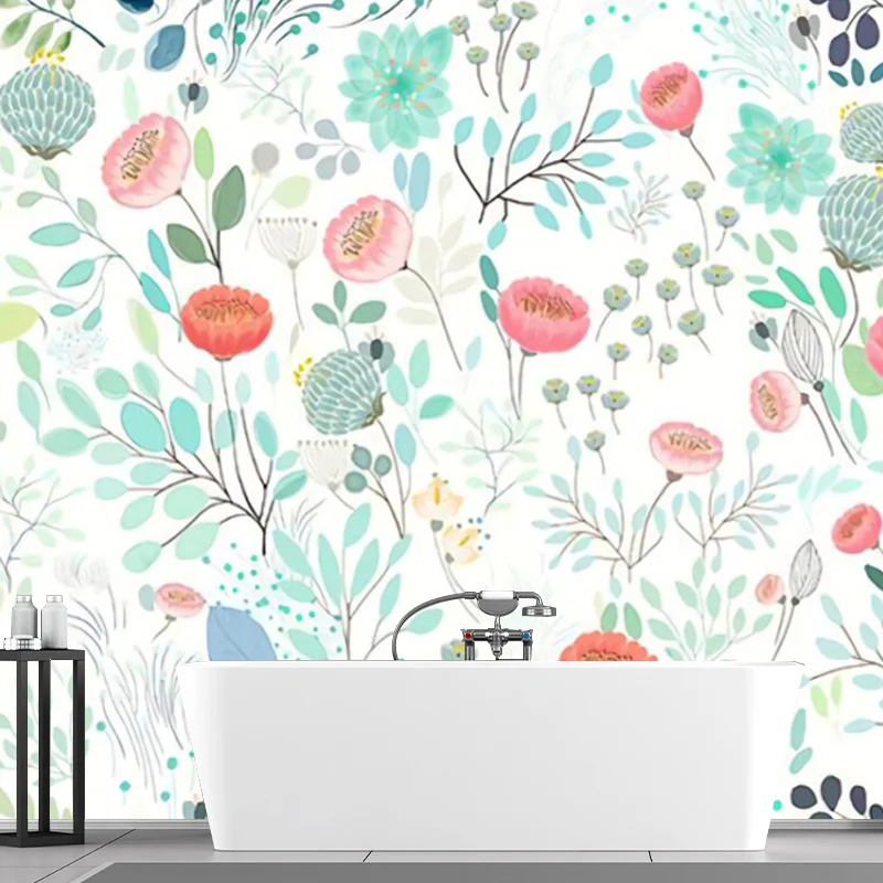 Revêtement mural à imprimé Floral, décoration murale élégante rose et verte pour chambre à coucher, taille en option Clear...
