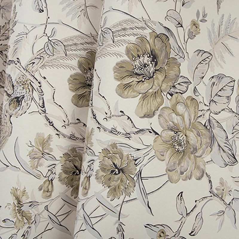 Rouleau de papier peint en fleurs et oiseaux pour mur d'accent, couleur douce, 20,5 po de largeur x 33 pi de longueur Clea...