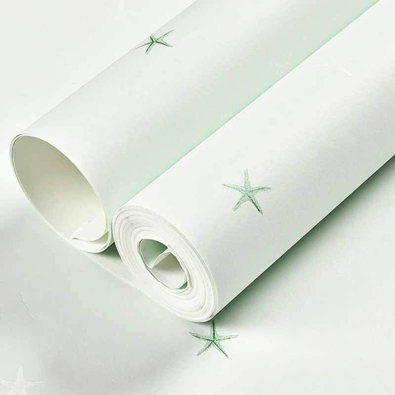 Rouleau de papier peint Star Boy Girl, décoration murale non tissée pour chambre d'enfant, couleur douce Clearhalo