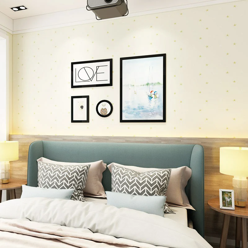 Rouleau de papier peint Star Boy Girl, décoration murale non tissée pour chambre d'enfant, couleur douce Clearhalo