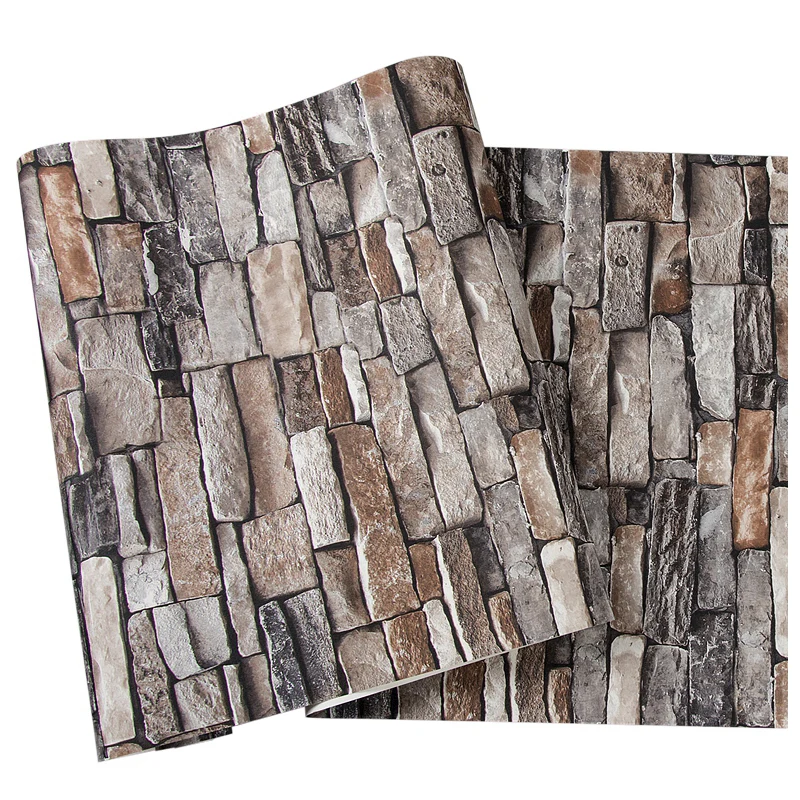 Rouleau de papier peint en vinyle multicolore, motif brique, résistant à l'humidité, 57,1 pieds carrés Clearhalo