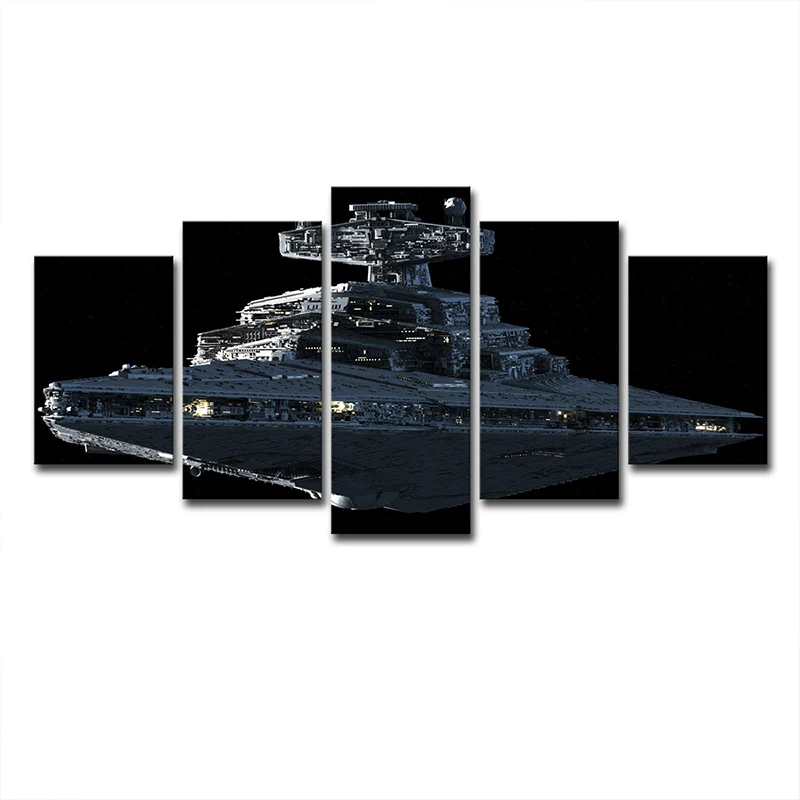 Star War Fighter Plane Toile Science Fiction Art mural multi-pièces en noir Clearhalo