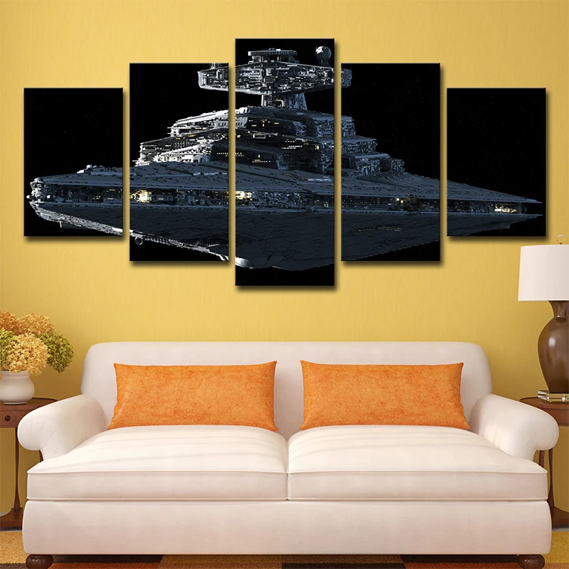 Star War Fighter Plane Toile Science Fiction Art mural multi-pièces en noir Clearhalo