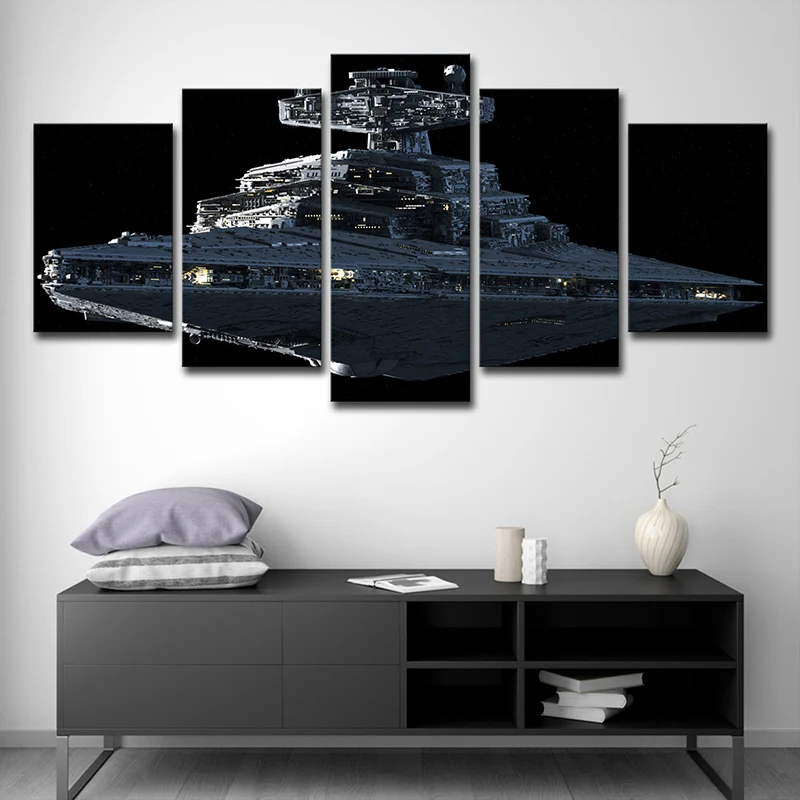 Star War Fighter Plane Toile Science Fiction Art mural multi-pièces en noir Clearhalo