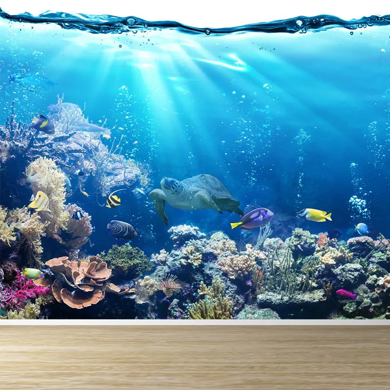 Superbe peinture murale du monde sous-marin pour chambre d'enfant, paysage marin, faite sur mesure Clearhalo