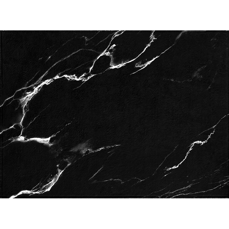 Tapis abstrait contemporain, synthétique noir et blanc, antidérapant, lavable, respectueux des animaux de compagnie, pour...