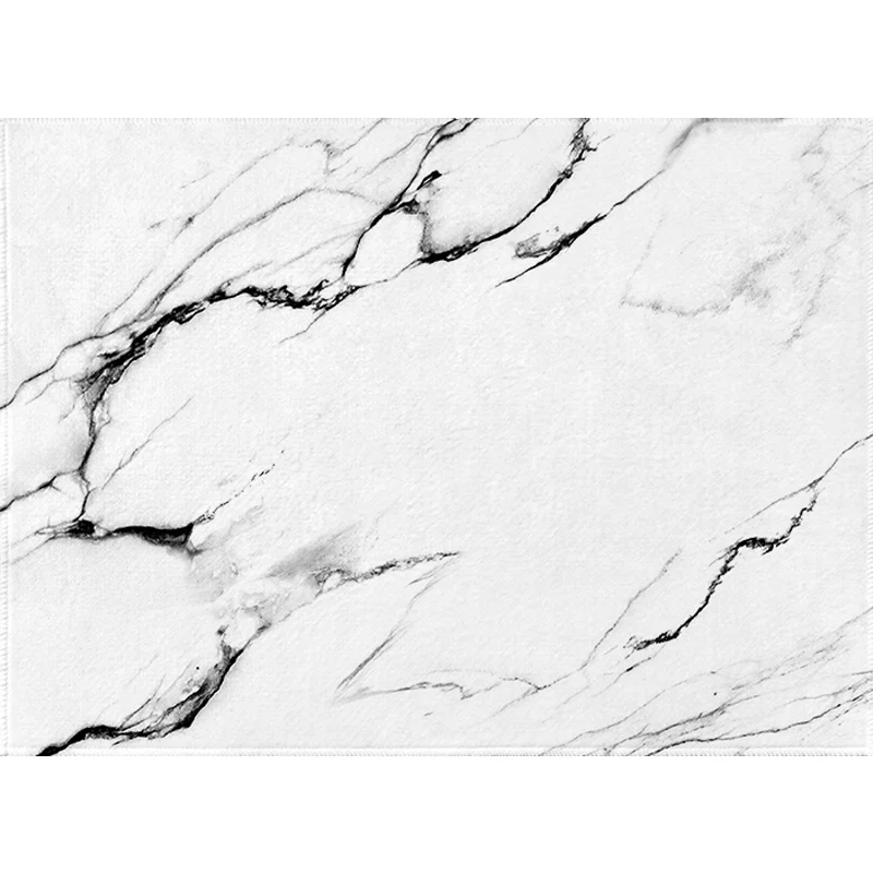 Tapis abstrait contemporain, synthétique noir et blanc, antidérapant, lavable, respectueux des animaux de compagnie, pour...