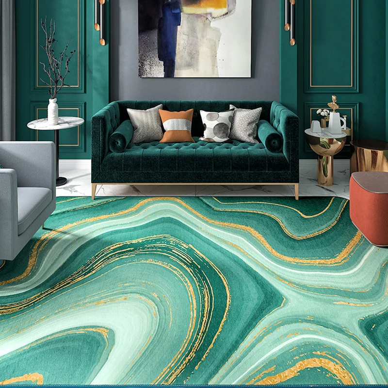 Tapis abstrait enchanteur, couleur vive, nouveauté, synthétique, lavable, pour salon Clearhalo