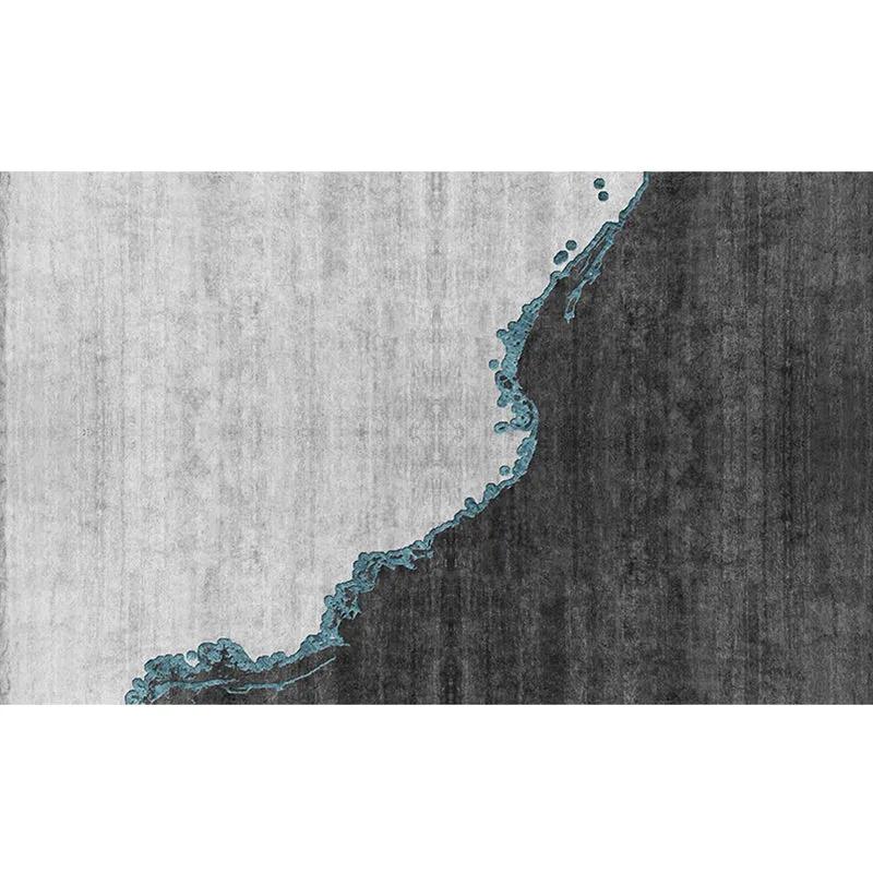 Tapis abstrait moderne en polyester gris, avec envers antidérapant, lavable, respectueux des animaux de compagnie, pour sa...
