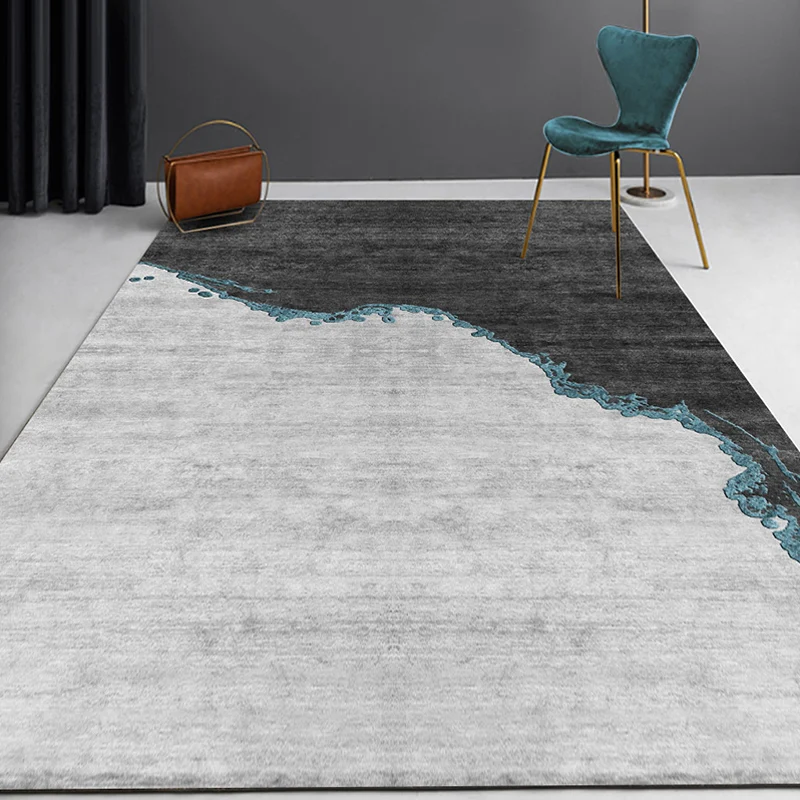 Tapis abstrait moderne en polyester gris, avec envers antidérapant, lavable, respectueux des animaux de compagnie, pour sa...