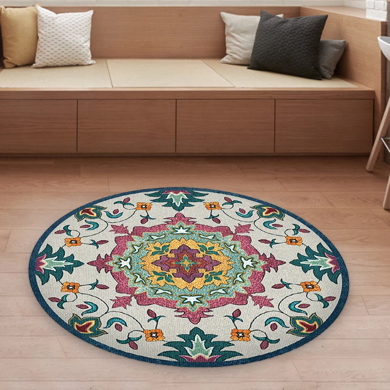 Tapis Americana classique bleu et rouge, tapis Tribal synthétique avec envers antidérapant pour chambre à coucher Clearhalo