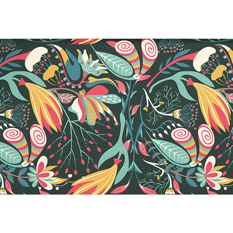 Tapis bohème multicolore en Polyester, motif botanique, lavable, respectueux des animaux de compagnie, avec envers antidér...