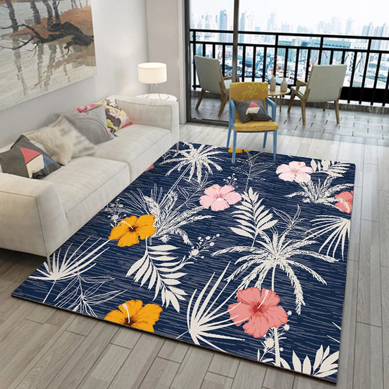 Tapis bohème multicolore en Polyester, motif botanique, lavable, respectueux des animaux de compagnie, avec envers antidér...