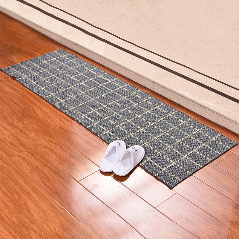 Tapis à carreaux de couleur foncée, style bohème, en coton, lavable, pour salon Clearhalo