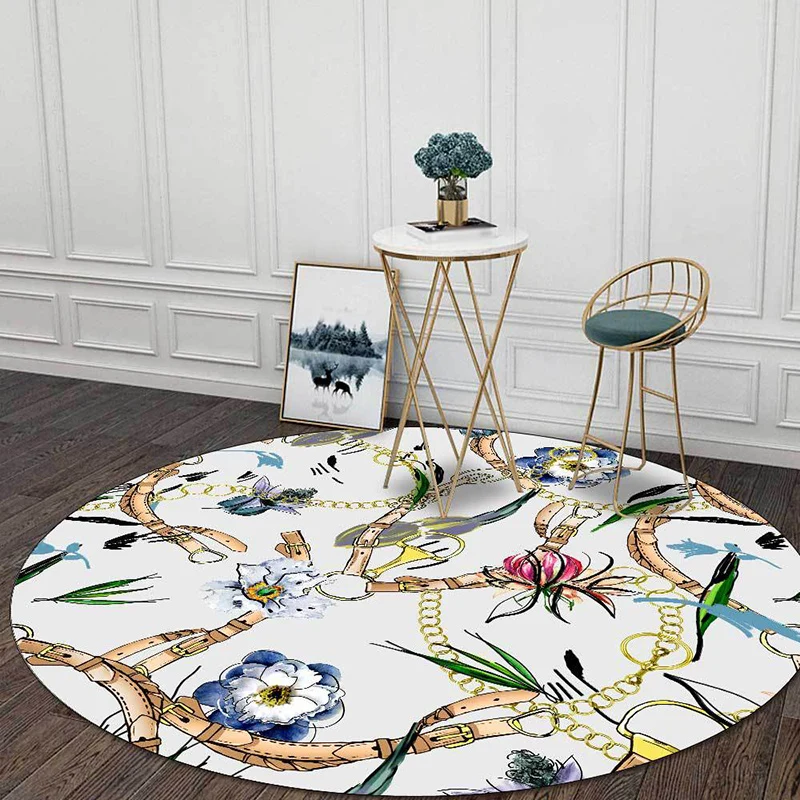 Tapis de chambre blanc moderne à motif de chaîne de feuilles florales, tapis en Polyester antidérapant, adapté aux animaux...