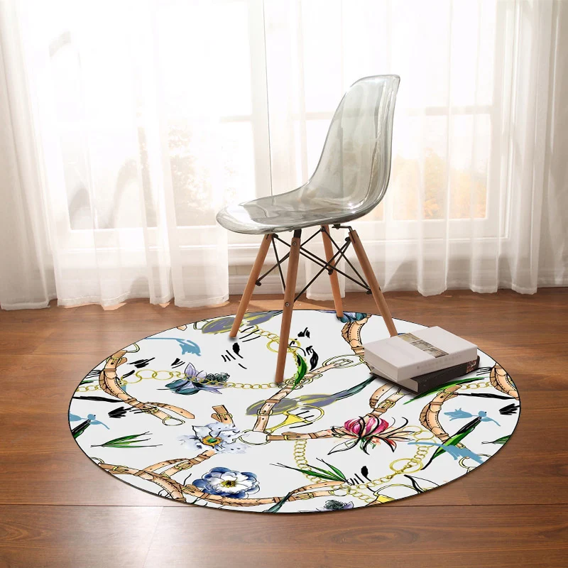 Tapis de chambre blanc moderne à motif de chaîne de feuilles florales, tapis en Polyester antidérapant, adapté aux animaux...