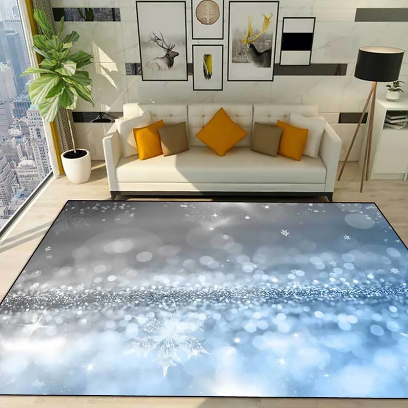 Tapis de chambre bleu et gris, moderne, étoiles, motif flocon de neige, en Polyester, respectueux des animaux de compagnie...
