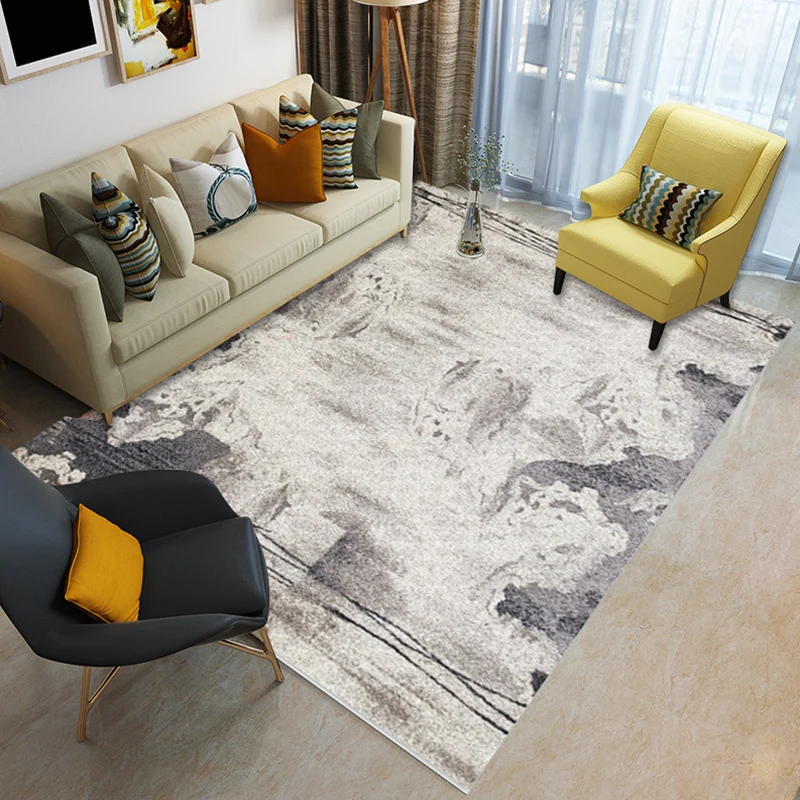 Tapis de chambre à coucher bleu et Orange, moderne, à motif de peinture abstraite, en Polyester, résistant aux taches Clea...