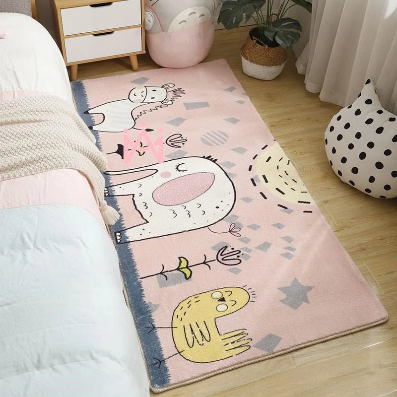 Tapis de chambre à coucher mignon, multicolore, motif de dessin animé, d'intérieur, synthétique, antidérapant, résistant a...