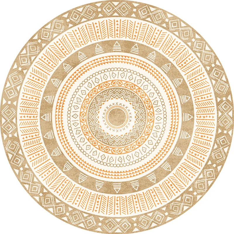 Tapis de chambre multicolore bohème cercle diamant Triangle motif tapis Polyester support antidérapant tapis Clearhalo